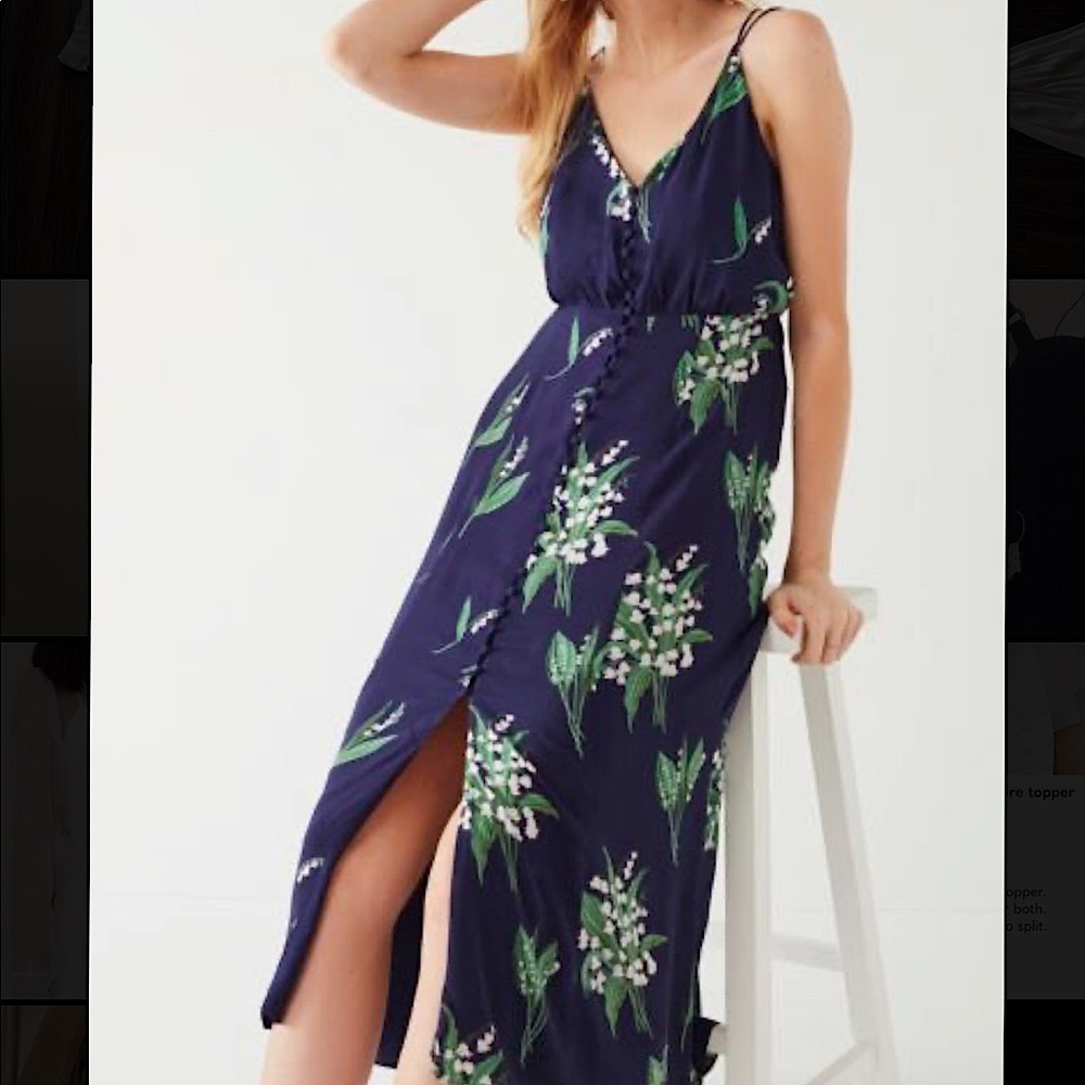 Blue Floral Urban Outfitters Midi Dress